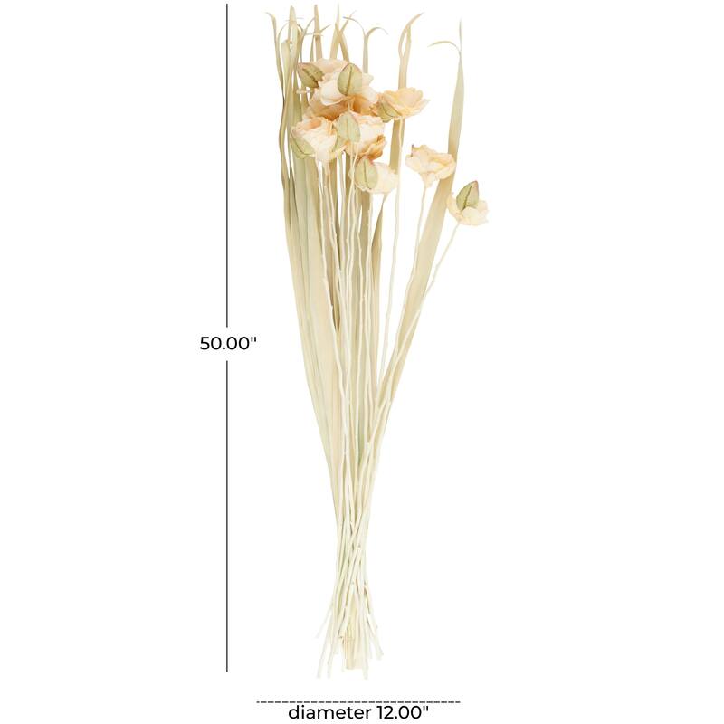 Dried Plant Tall Natural Foliage with Leaves - Cream - Roche River Decor - 12"W x 12"L x 50"H