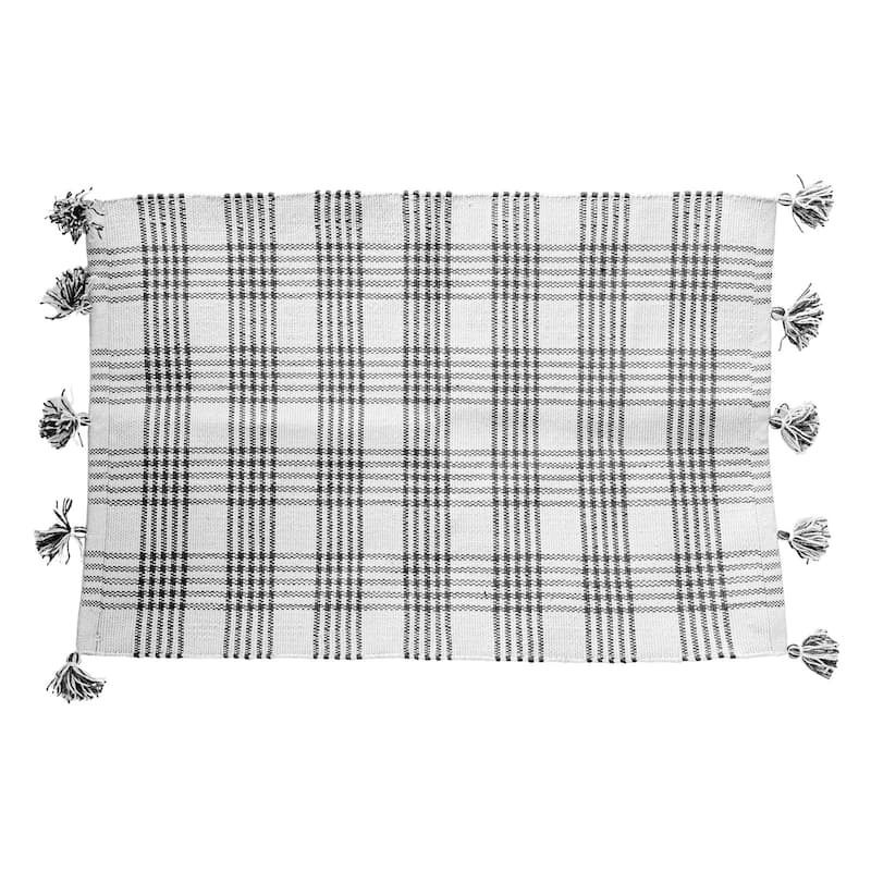 Foreside Home & Garden 2x3 Foot Plaid Outdoor Rug Gray Polyester - 2' x 3' Rectangle