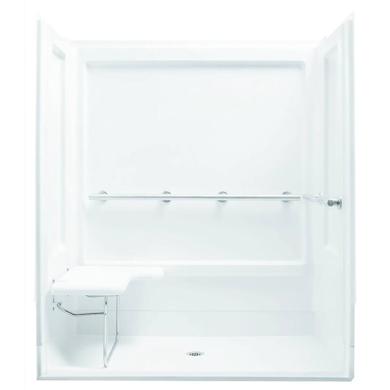 Sterling 40-5/8" W x 65-9/16" H Vikrell Shower End Wall Set with Seat - White