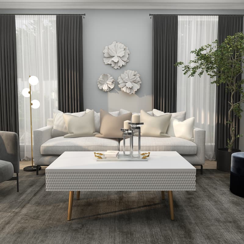 White Metal 3D Floral Home Wall Decor with Gold Edges (Set of 3)