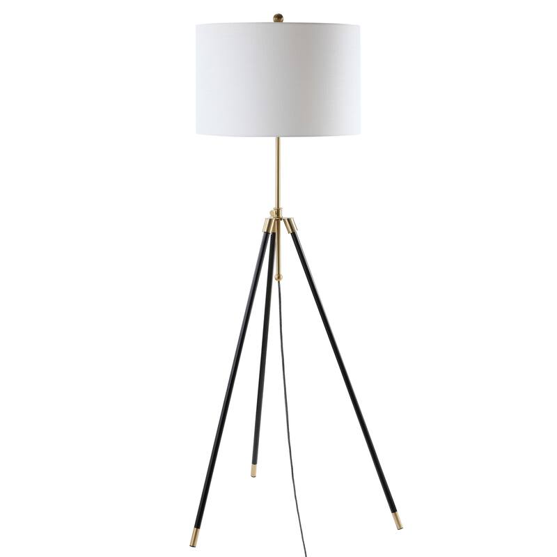 Arco 67" Adjustable Metal LED Floor Lamp, Black/Brass by JONATHAN Y - 67" H x 25.5" W x 25.5" D