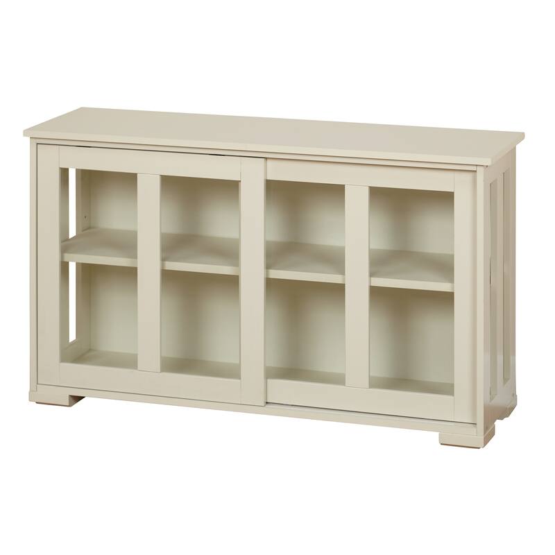 Porch & Den Jefferson Sliding Glass Door Stackable China Cabinet - Antique White