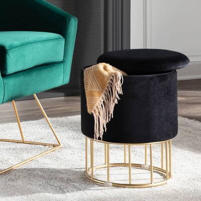 Silver Orchid Haid Velvet Storage Ottoman