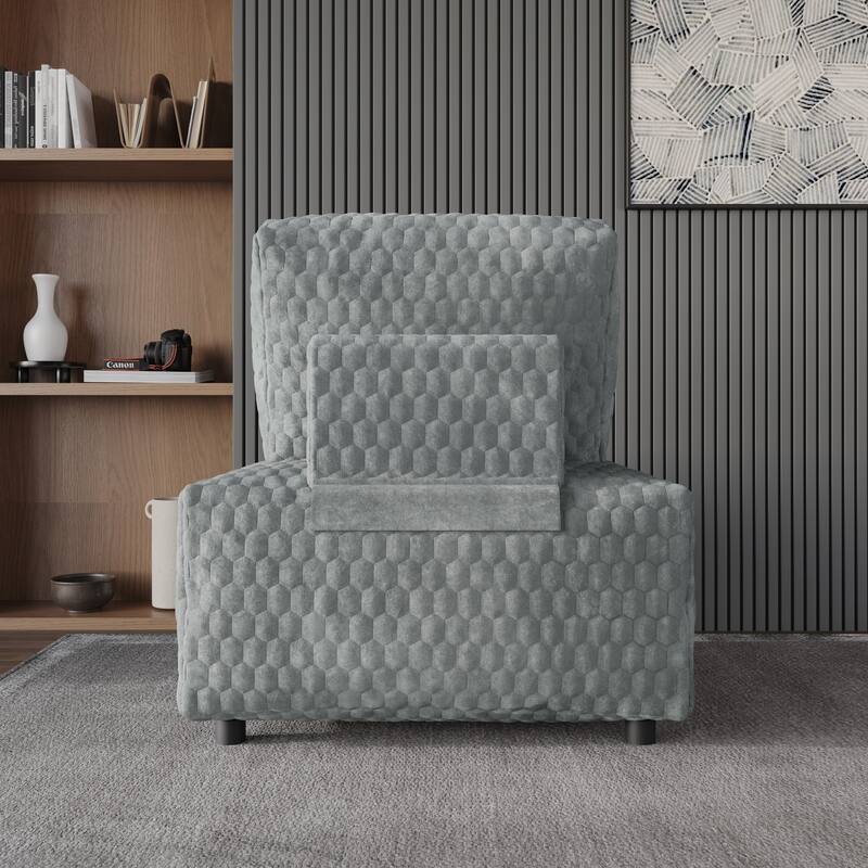 Clayfell Amos Velvet Accent Chair for Living Room - Removable Cover, High-Density Foam & Silent Footrest