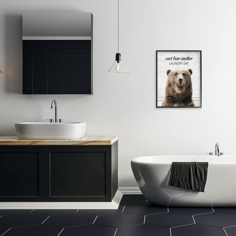 Stupell Can't Bear Another Laundry Day Framed Giclee Art Design By Lettered and Lined