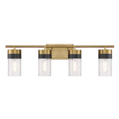 Warm Brass Four Light Bathroom Vanity from the Brickell Collection