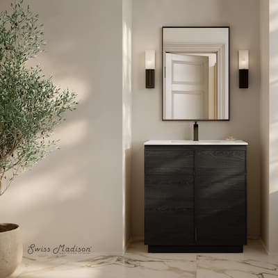 St. Tropez 36" Freestanding Bathroom Vanity In Black Oak With Sink Top - 36