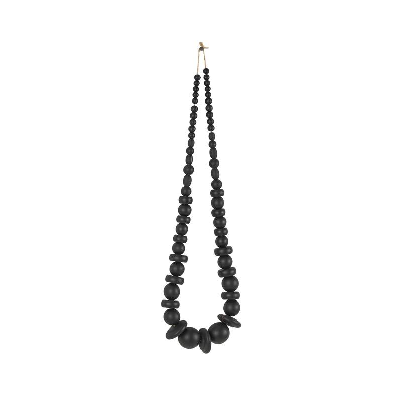 Wood Necklace Handmade Geometric Beaded Garland Decorative Sculpture - Light Brown or Black - Roche River Decor