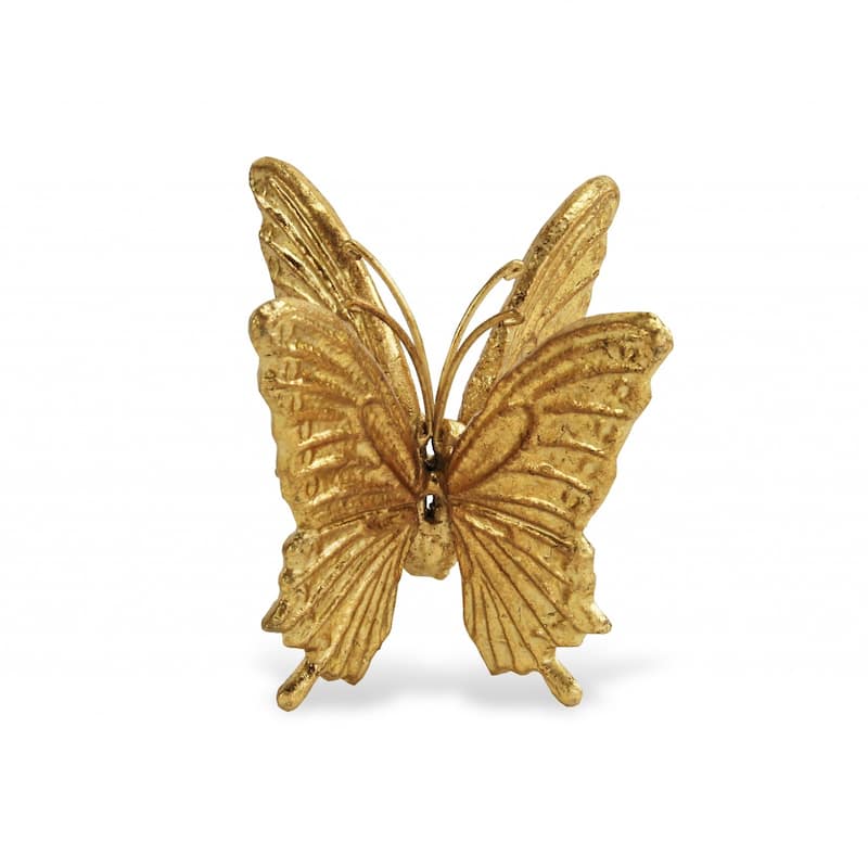 HomeRoots Gold Cast Iron Double Butterfly Sculpture - 4.00 in. x 4.50 in. x 4.00 in.