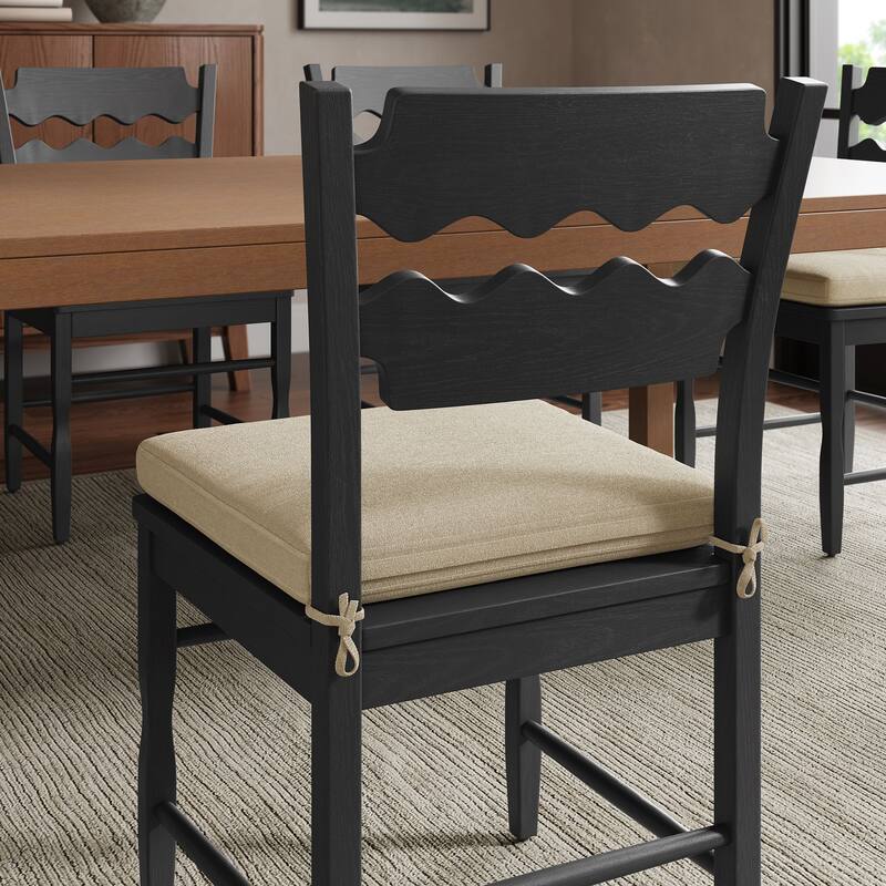 Jax Oak Wood Dining Chair With Wavy Razor Back and Cushion