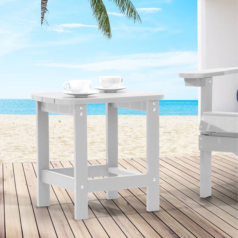 LIVOOSUN Patio Adirondack Plastic Wood Outdoor Side Table for Deck