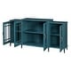 preview thumbnail 7 of 7, 62'' Teal Blue Modern Storage Sideboard Buffet Cabinet TV Stand with Tempered Glass Doors and Adjustable Shelves