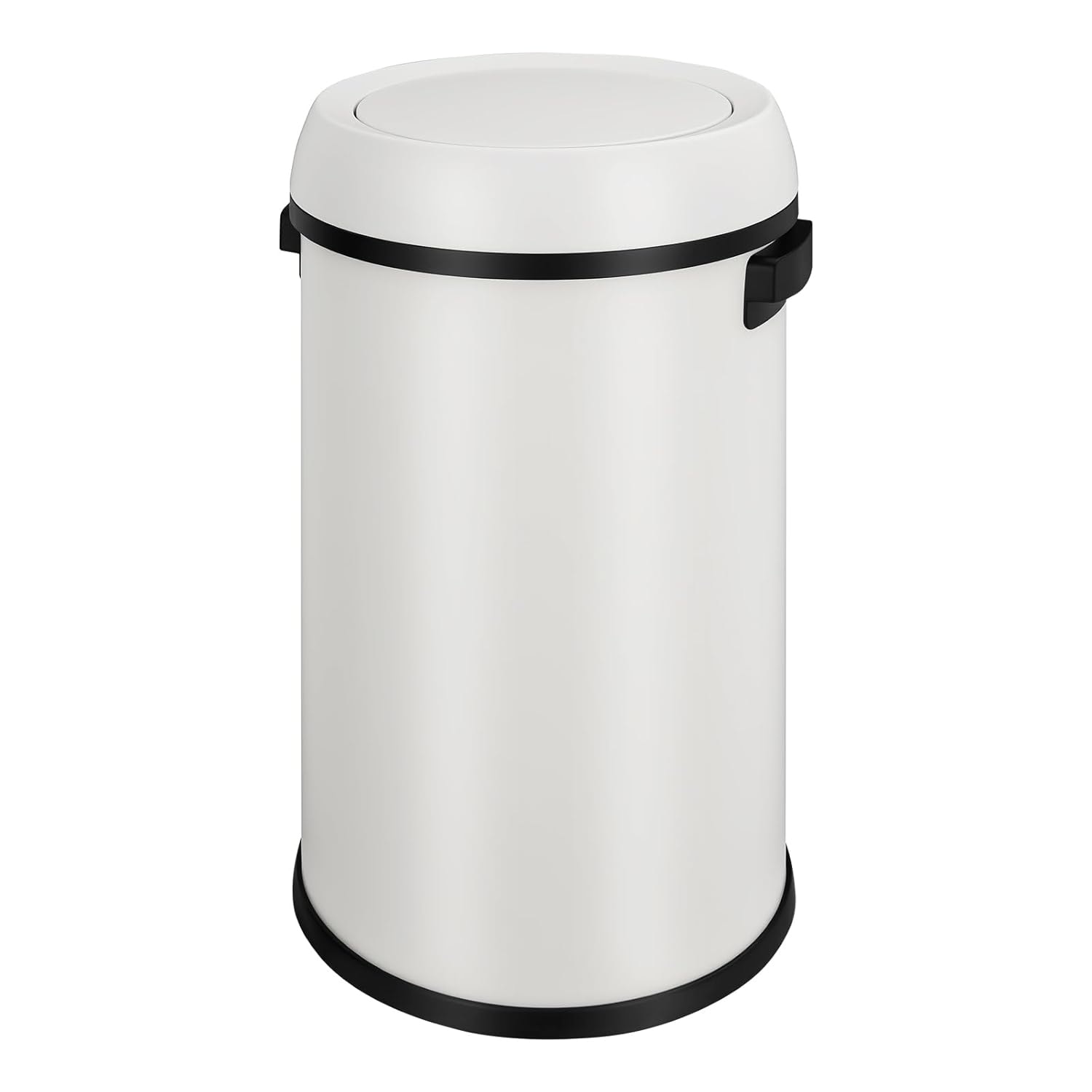 17-Gallon Commercial-Grade Swing Lid Trash Can White Stainless Steel Swing Lid White