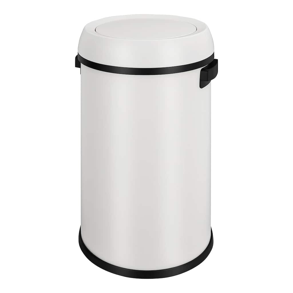 17-Gallon Commercial-Grade Swing Lid Trash Can White Stainless Steel Swing Lid White