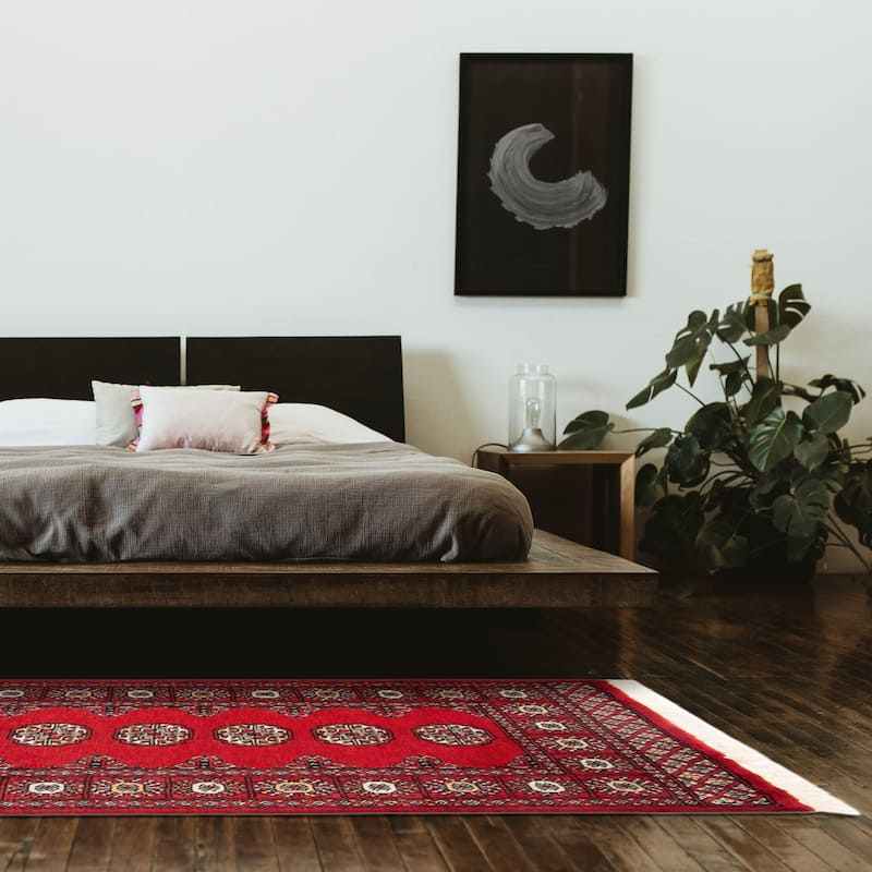 ECARPETGALLERY Hand-knotted Finest Peshawar Bokhara Red Wool Rug - 2'8 x 4'2