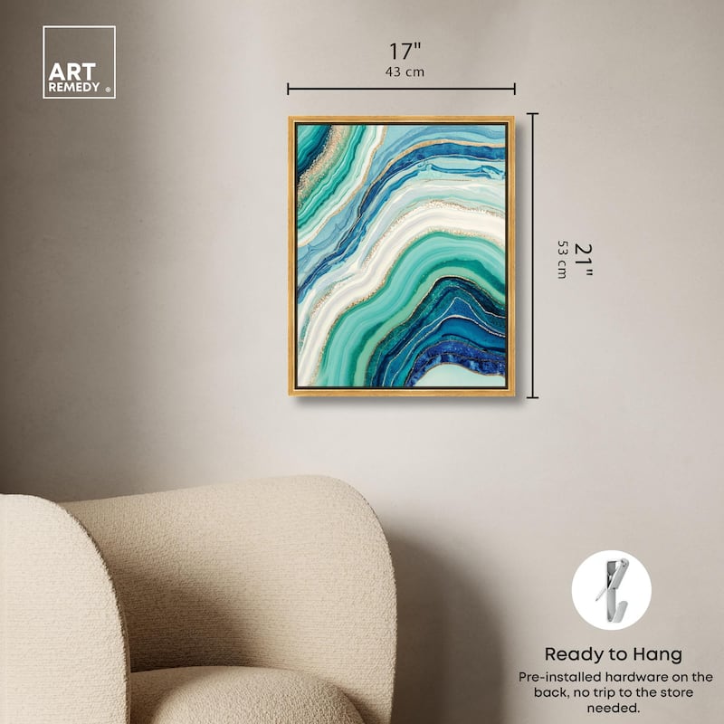 Blue Green Abstract Agate I Canvas by Art Remedy