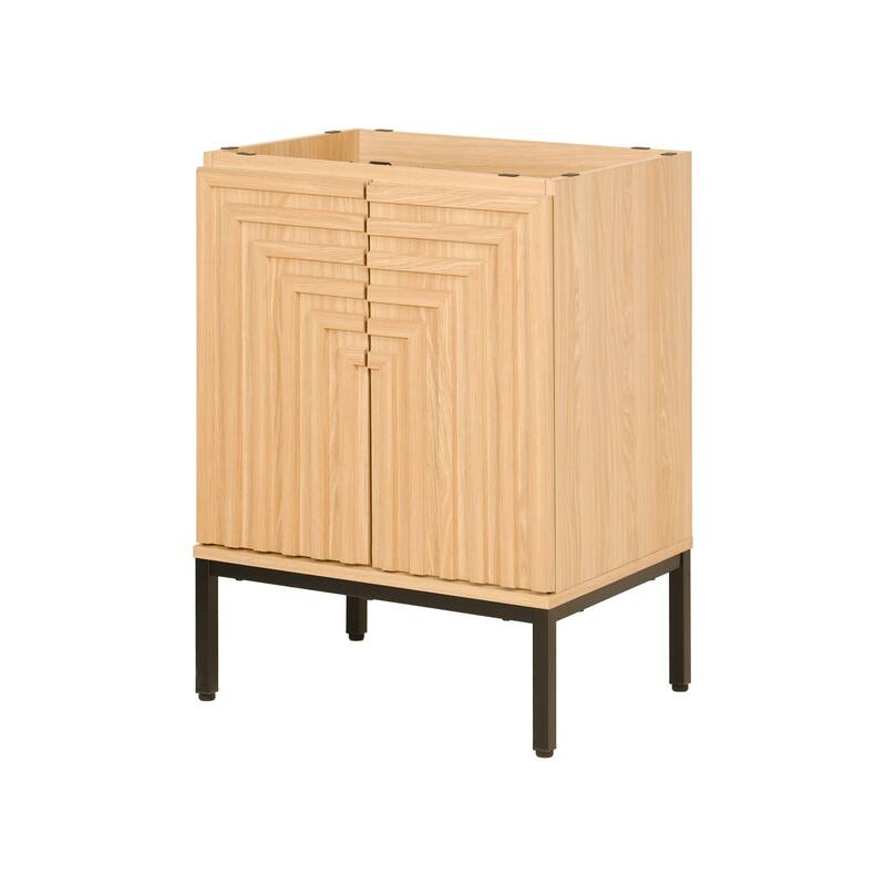 Rowan Geometric Modern Transitional 2-Shelf Bath Vanity Cabinet Only (Sink Basin Not Included), By JONATHAN Y