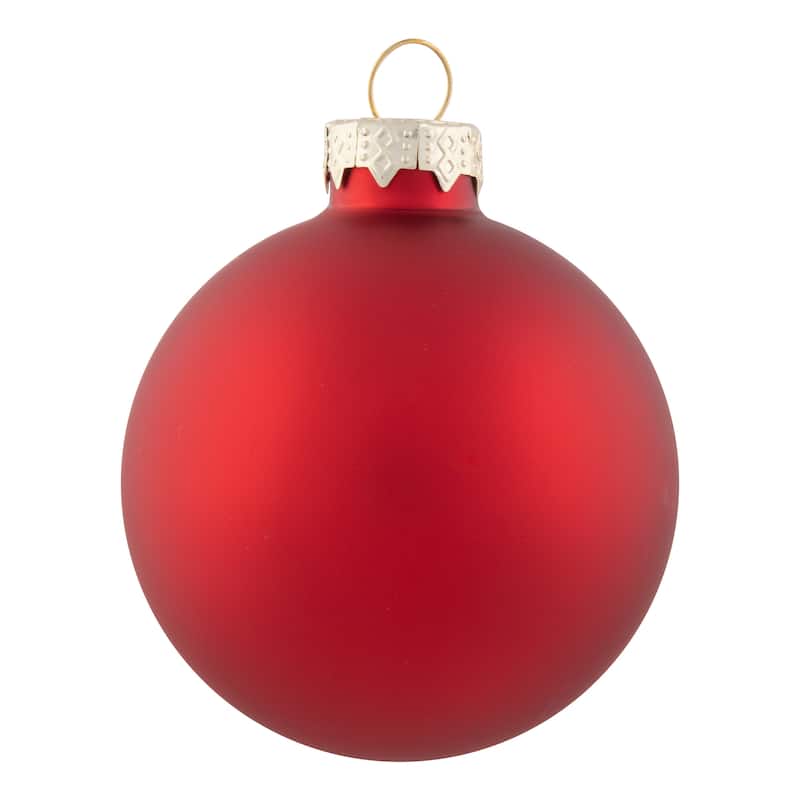 40ct Shiny Glitter Matte Red Glass Ball Christmas Ornament Set 1" 2.5"