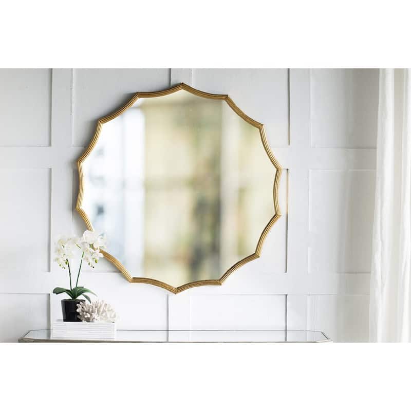 Sunburst Shape Framed Round Wall Mirror - 40" - Gold