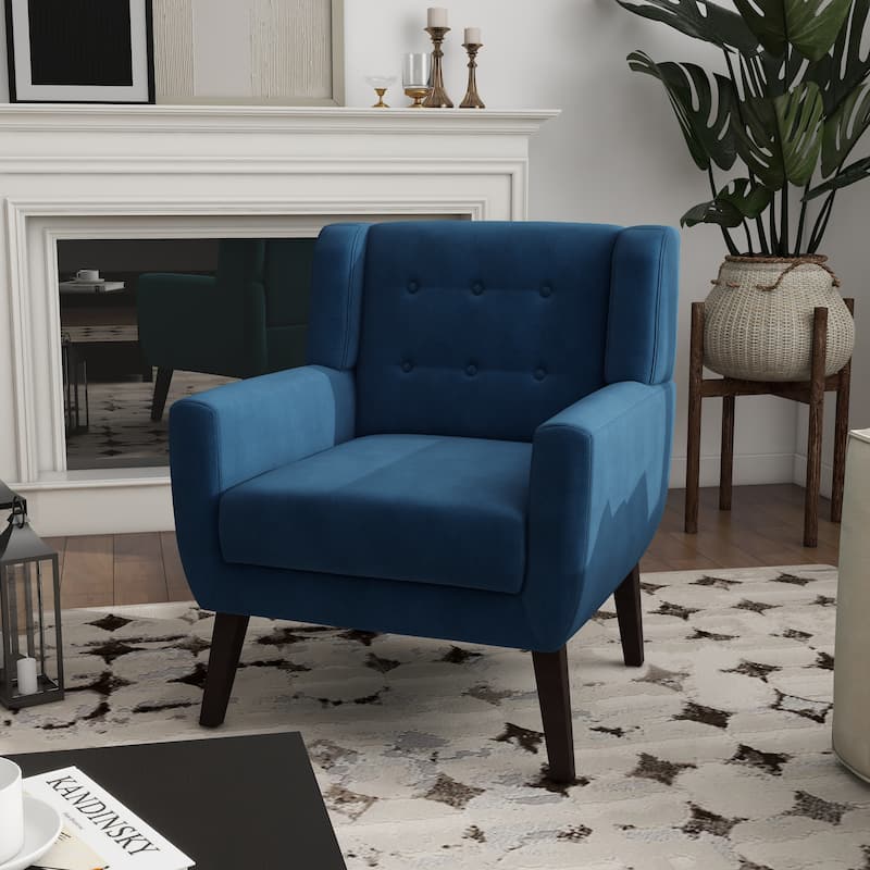 Velvet Accent Chair Living Room Upholstered Armchair - ROYAL BLUE