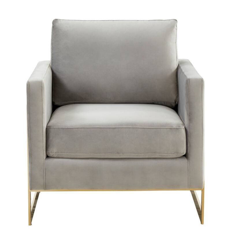 Lincoln Modern Velvet Upholstered Accent Designer Lounge Chair with Gold Frame for Living Room, Bedroom and Home Office - 34"