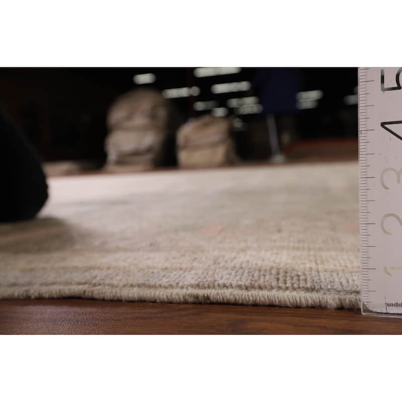 Vegetable Dye Oushak Area Rug Handmade Grey Wool Carpet - 8'4" x 9'10"