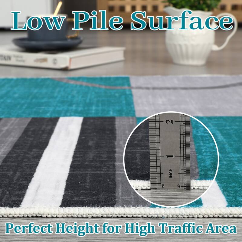 Washable Rugs for Living Room Bedroom Circles Pattern Rug Modern Geometric Area Rug