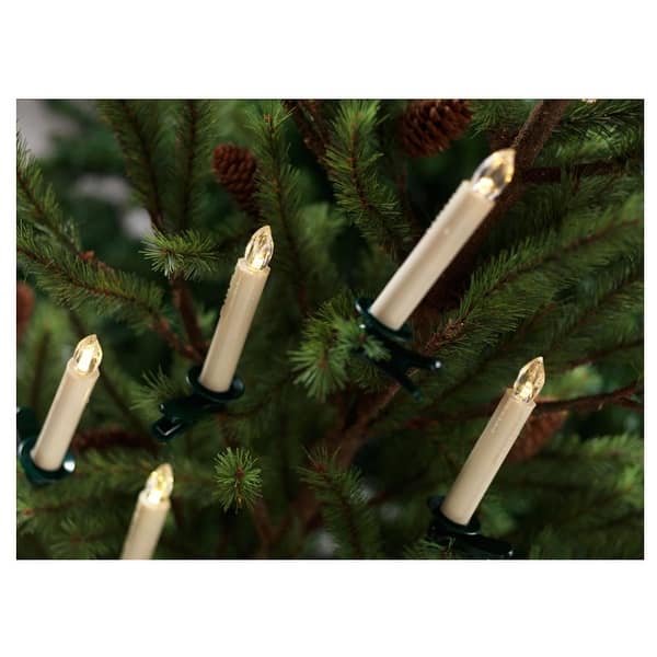 12 B/O White LED Candle ClipOn Christmas Lights Green Wire Bed