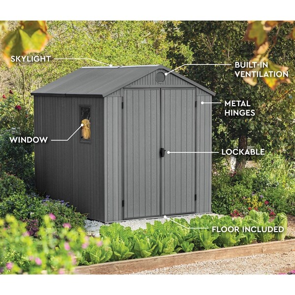 Keter Darwin 6 Foot x 8 Foot Outdoor Garden Tool Storage Shed w