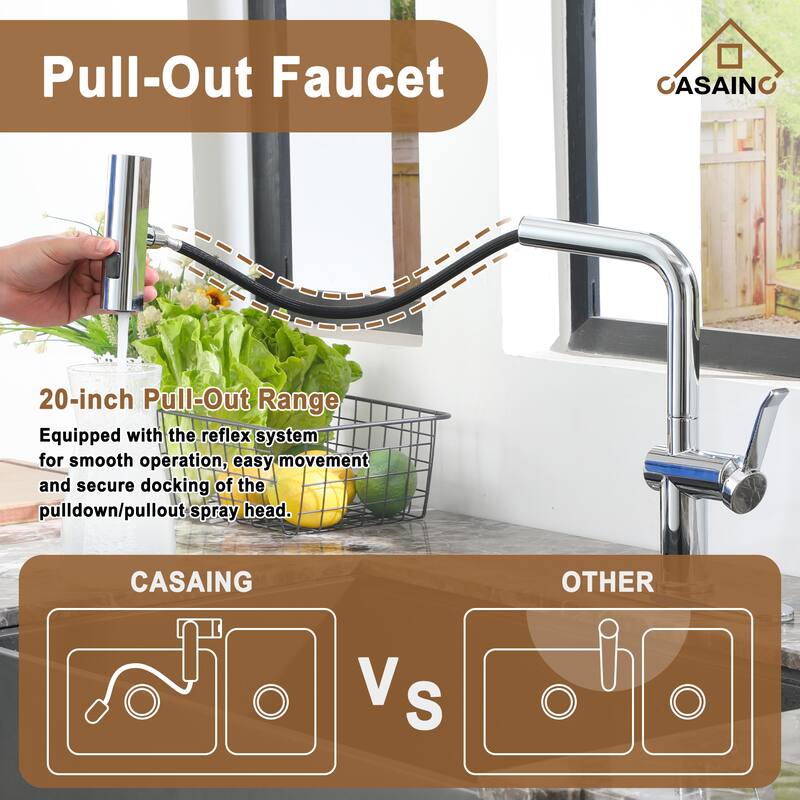 Single Handle Pull Down Sprayer Kitchen Faucet with Motion Sense Wave, Power Boost