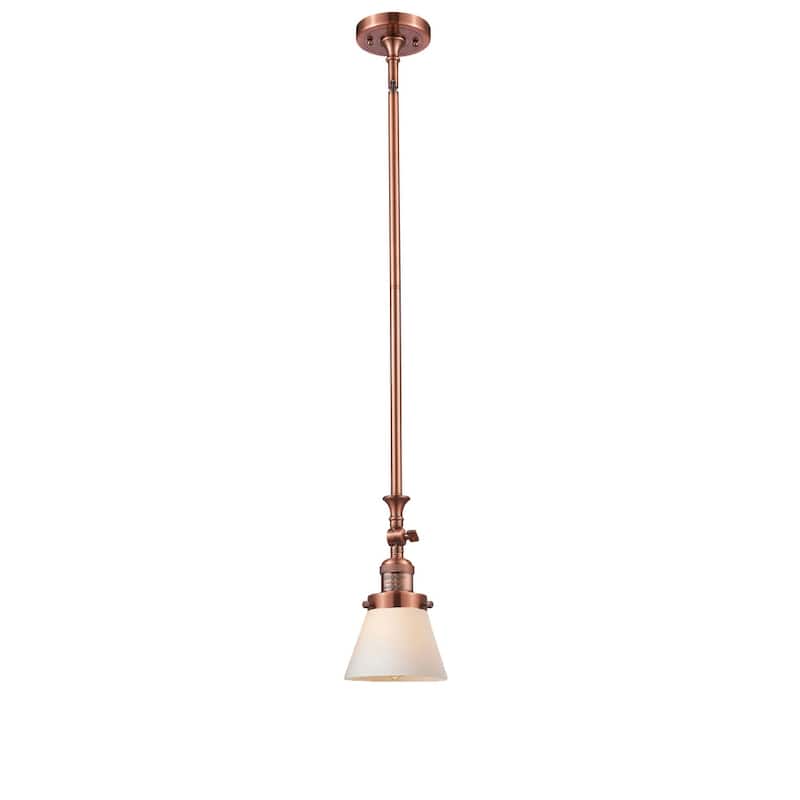 Innovations Lighting Small Cone 6" Wide Adjustable Mini Pendant - Antique Copper / Matte White Cased