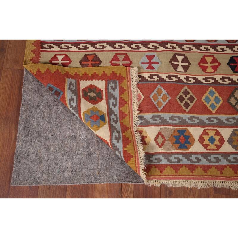 Vegetable Dye Kilim Qashqai Persian Vintage Wool Carpet - 3'2"x 5'11"