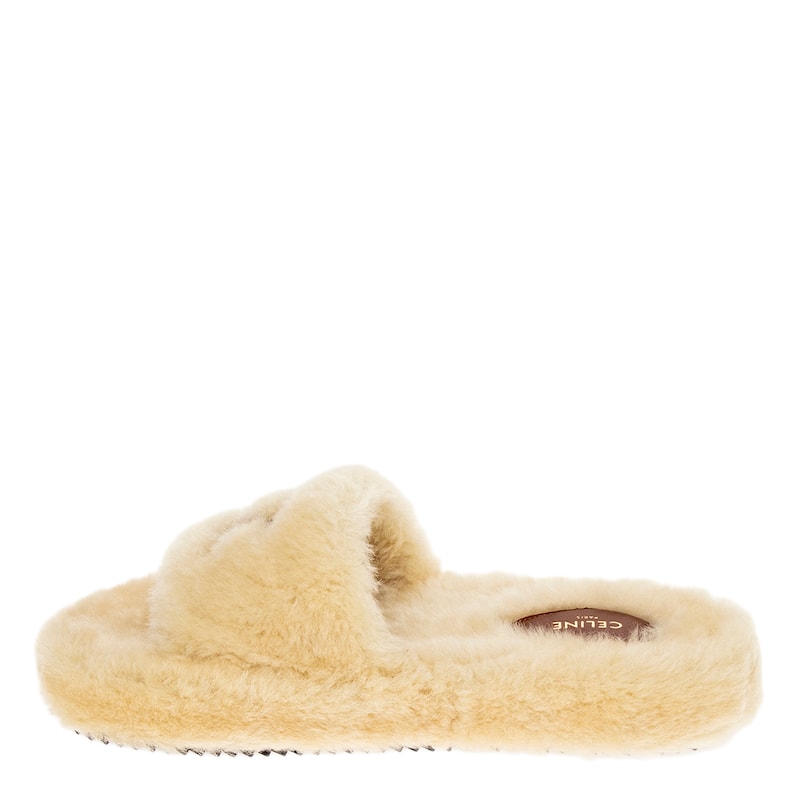 Celine Shearling Slides