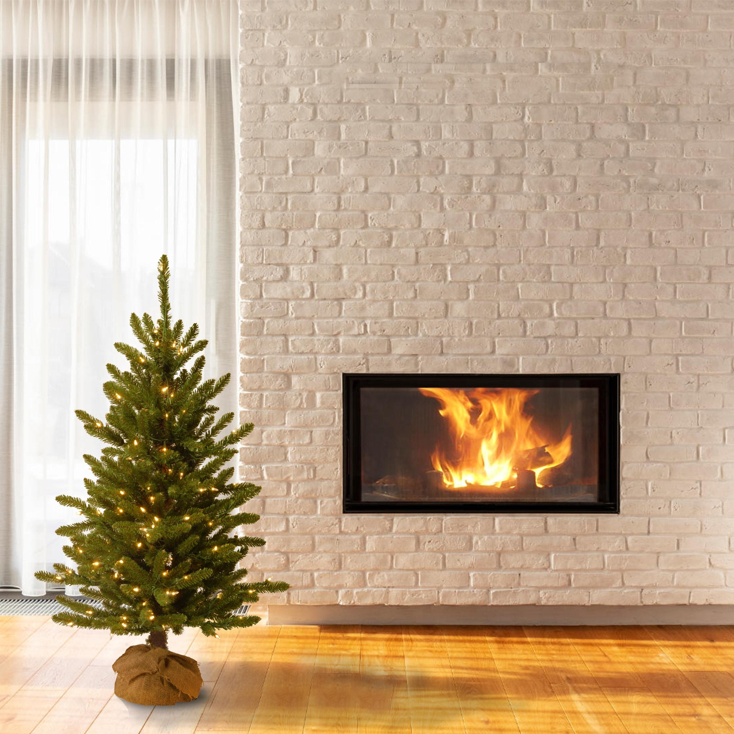 National Tree Company 4 ft. Kensington Burlap Tree with Clear Lights - 4 Foot