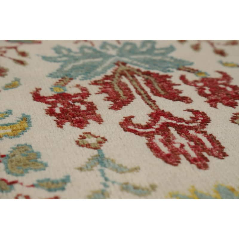 Hand Knotted Oriental 100% Wool Carpet Traditional All-Over Beige & Ivories Ziegler Area Rug - 9' 10'' X 6' 6''