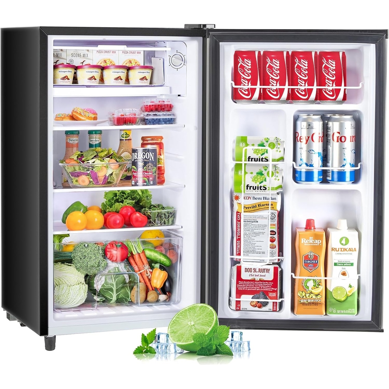 Upgraded Mini Fridge for Bedroom 3.2 Cu.Ft Small Refrigerator with Freezer for Dorm Office, Compact Single Door Adjustable