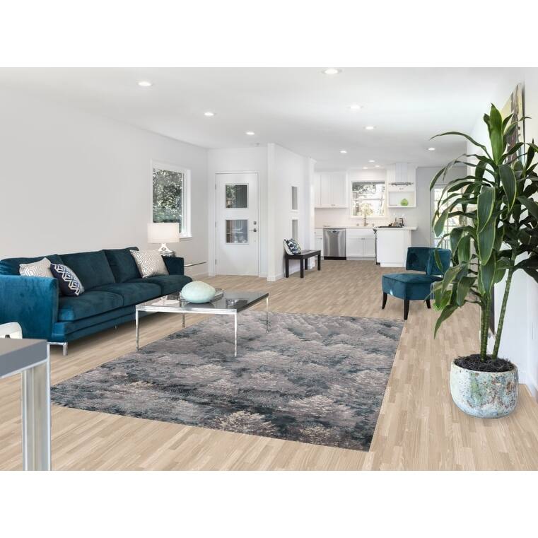 Greys Abstract Indian Area Rug Hand-Knotted Wool Carpet - 5'11"x 9'1"