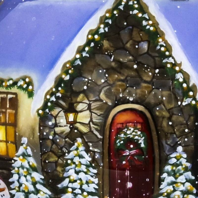 Home for Christmas Hand Painted Mouth Blown Glass Ornament - 4" x 4" x 4"