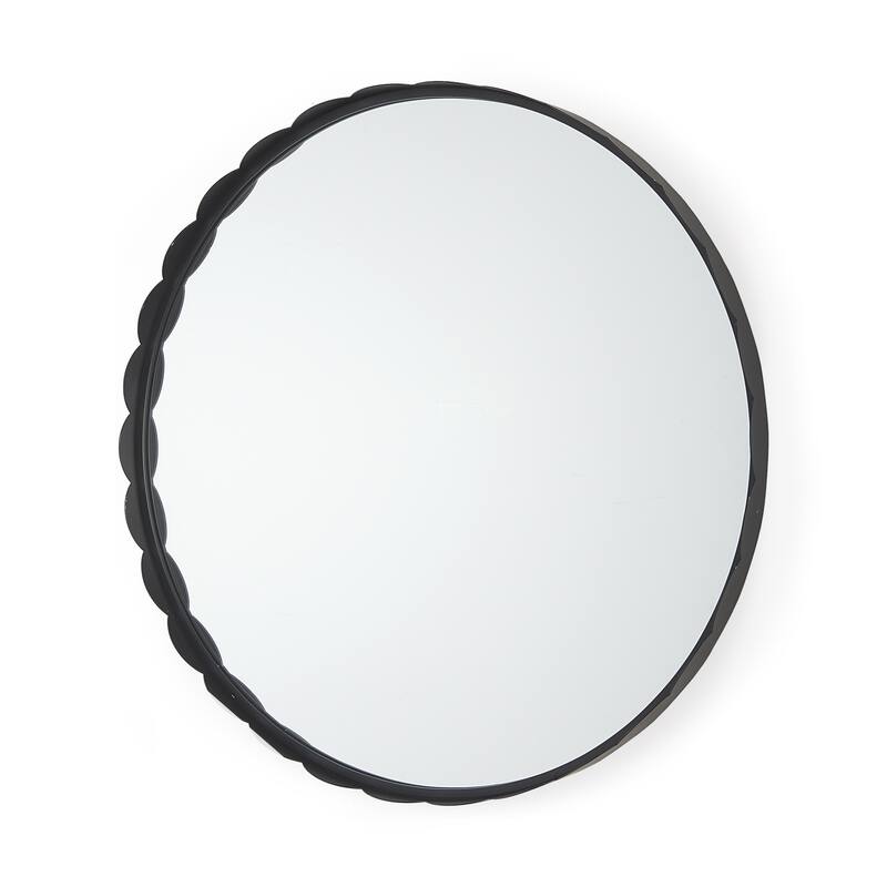 HomeRoots 30" Black Metal Scalloped Framed Accent Mirror - 29.72 in. x 29.72 in. x 1.97 in.