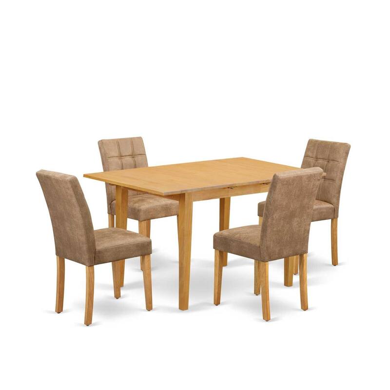 5-Piece Natural Oak Finish Solid Wood Top - Rectangular Dining Room Set - Seats 4