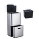 preview thumbnail 1 of 19, 16 Gal Dual Trash Can for Kitchen, 2 Compartment Garbage Can with Compost Bin, Trash and Recycle Bin Combo Silver