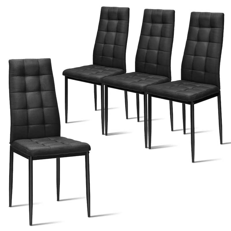 Gymax Set of 4 Kitchen Dining Side Chairs Fabric Cushion with Metal