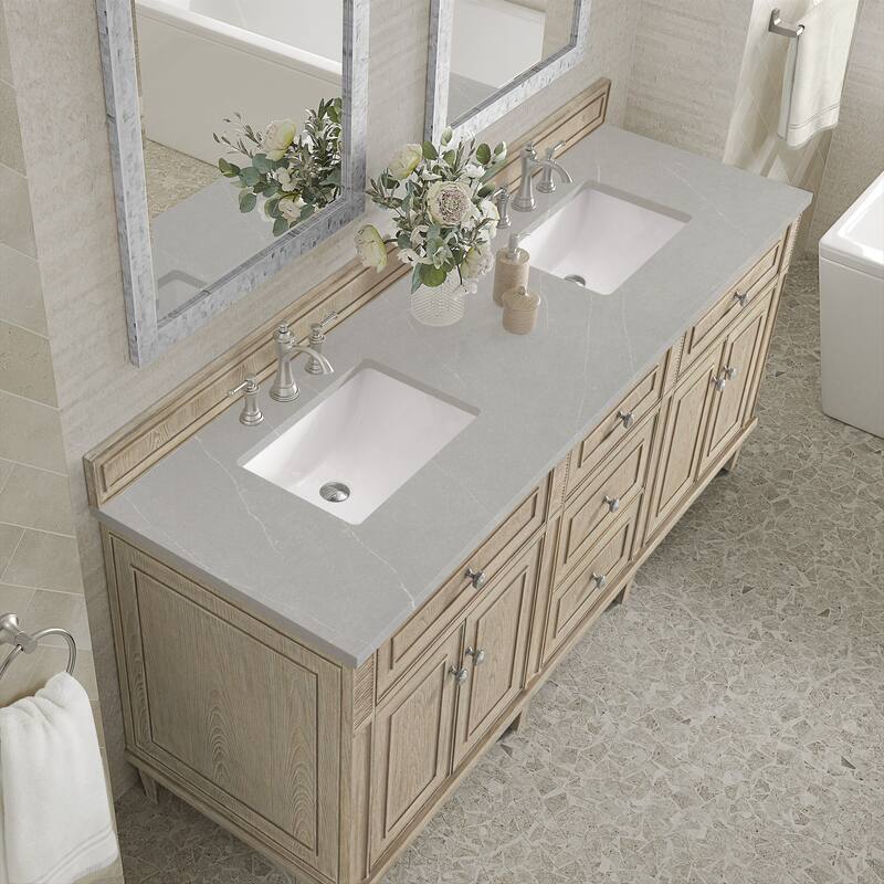James Martin Vanities Lorelai 72" Double Vanity, Whitewashed Oak