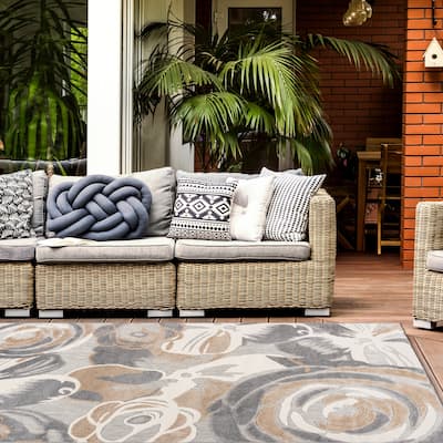 World Rug Gallery Modern Floral Indoor/Outdoor Area Rug