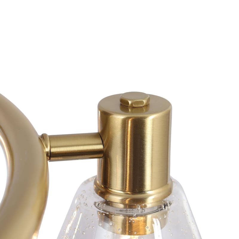 Veyra Modern 6-Light Gold Wagon Wheel Chandelier with Seeded Glass Shades - Brushed Electroplated Copper - Dia.27"xH21"