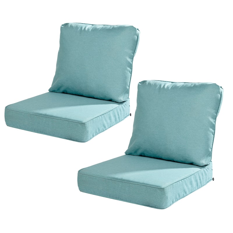 Aoodor Outdoor Seat/Back Cushion Set of 2 - 24"W x 24"D - Caribbean Turquoise