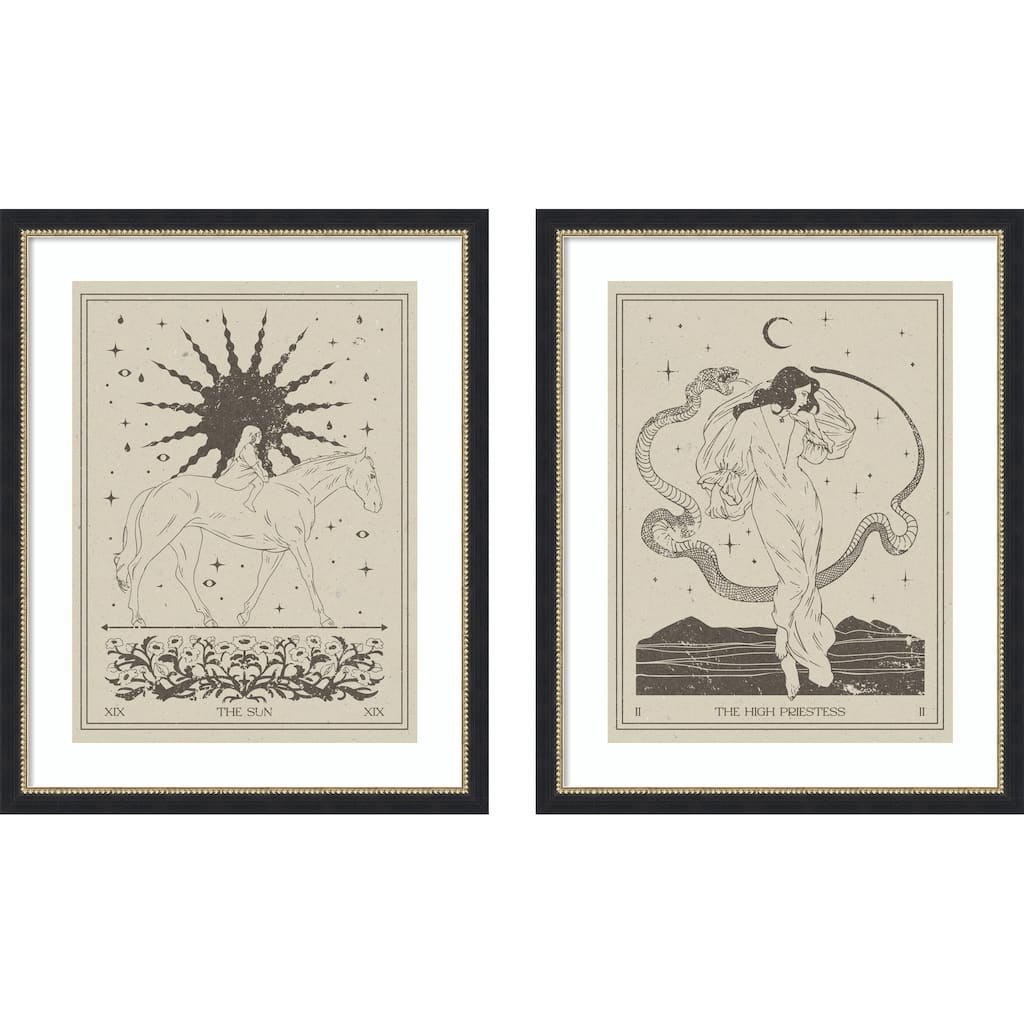 The Sun & High Priestess Tarrot 2 Piece by Nktn Framed Wall Art Prints