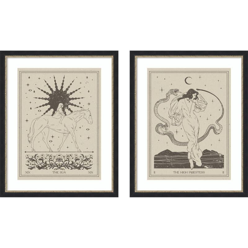 The Sun & High Priestess Tarrot 2 Piece by Nktn Framed Wall Art Prints