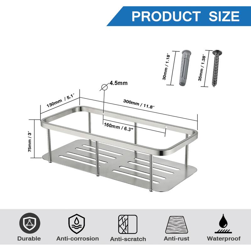 2-Pack Stainless Steel Bathroom Organizer Basket Shower Caddy