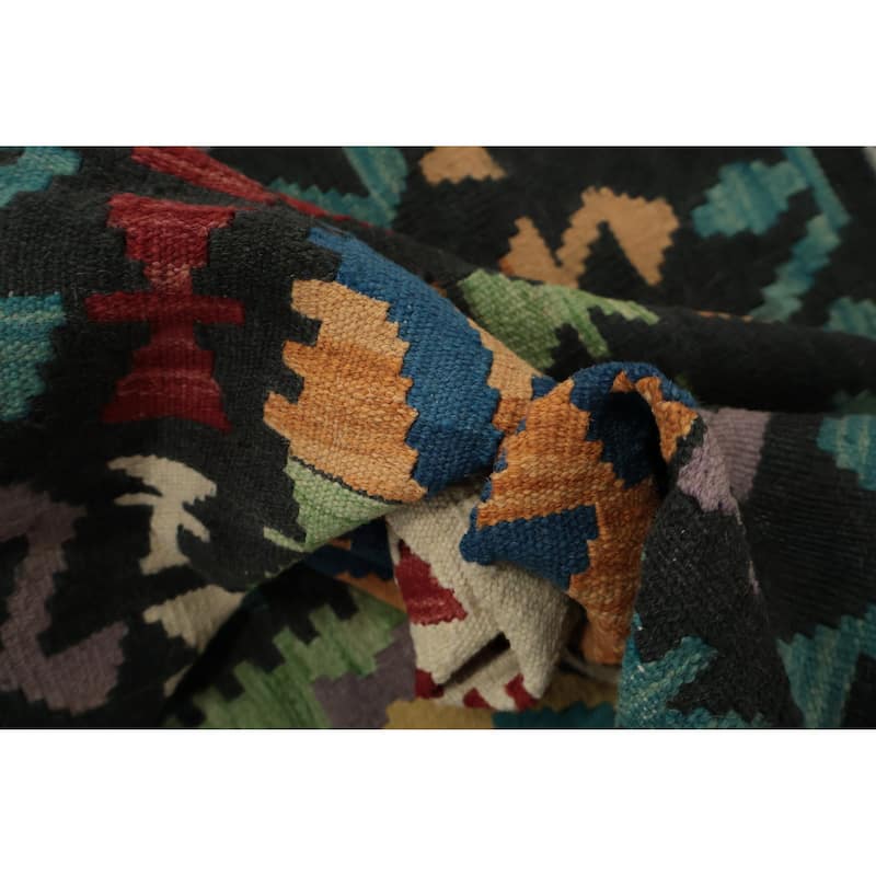 Hand Woven Oriental 100% Wool Carpet Southwestern Tribal Multi-Colored Kilim Area Rug - 9' 10'' X 6' 10''